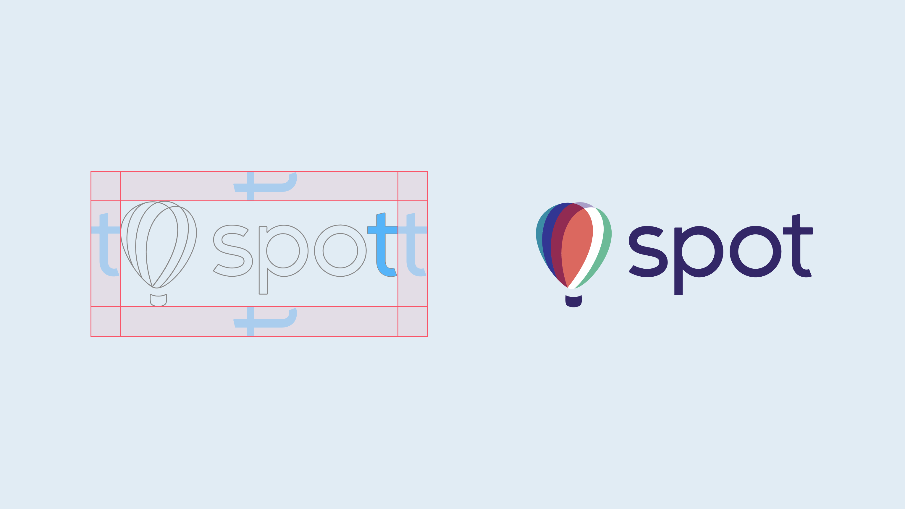 A redline view of the Spot logo